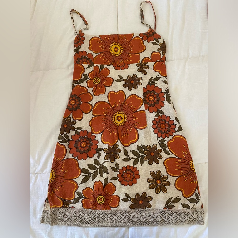 Her Pony Floral linen MINI dress